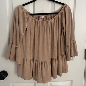 off the shoulder beige top